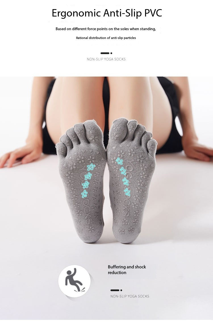 Women’s Cross-Strap Yoga Socks – Non-Slip Five-Toe Socks with Grips | Pilates, Barre & Dance Workout Socks