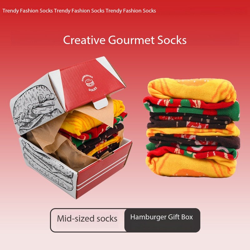 Burger Socks Gift Box – Funny  Cotton Socks forChristmas & Birthday Gifts