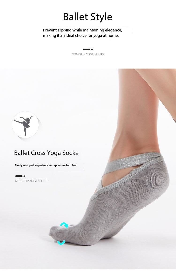 Women’s Cross-Strap Yoga Socks – Non-Slip Five-Toe Socks with Grips | Pilates, Barre & Dance Workout Socks