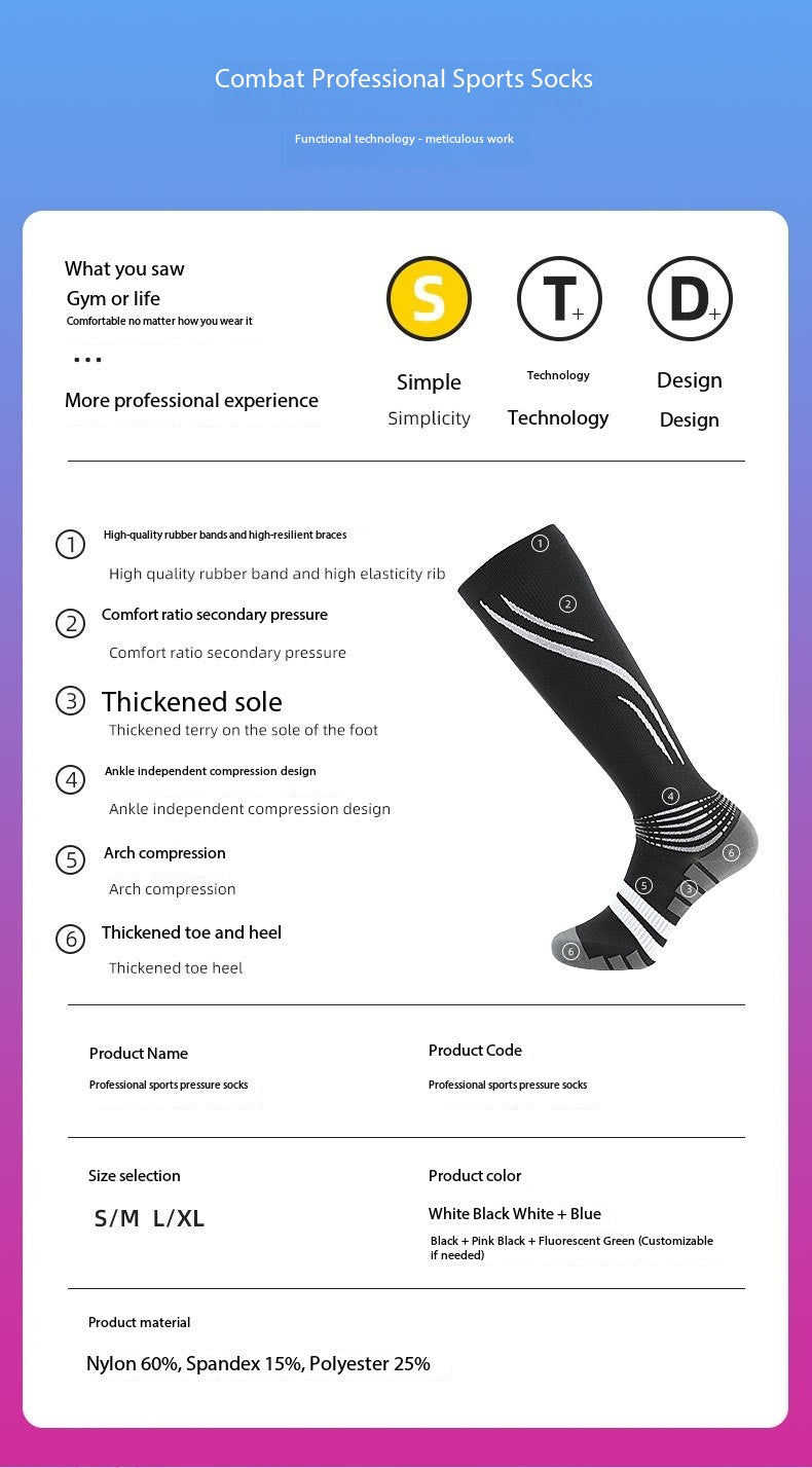 Professional Calf Compression Socks – Graduated Level 2 Support for Running, Jump Rope, and Sports Training