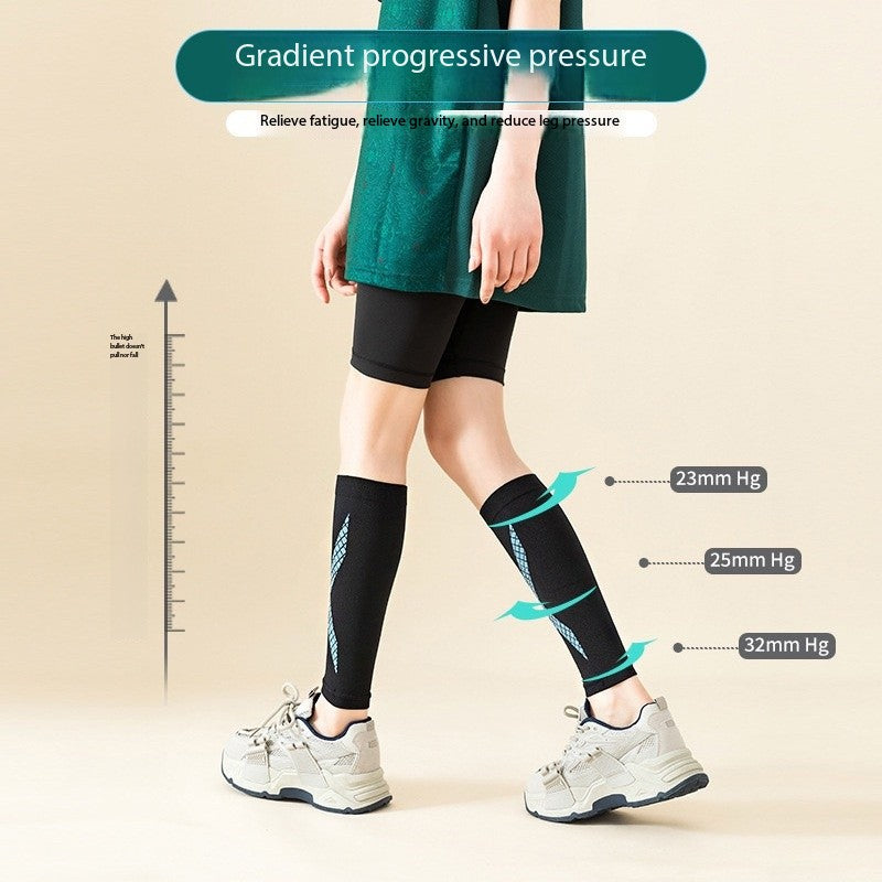 Striped Sports Compression Calf Sleeves – Professional Leg Support for Running, Gym & Outdoor Training