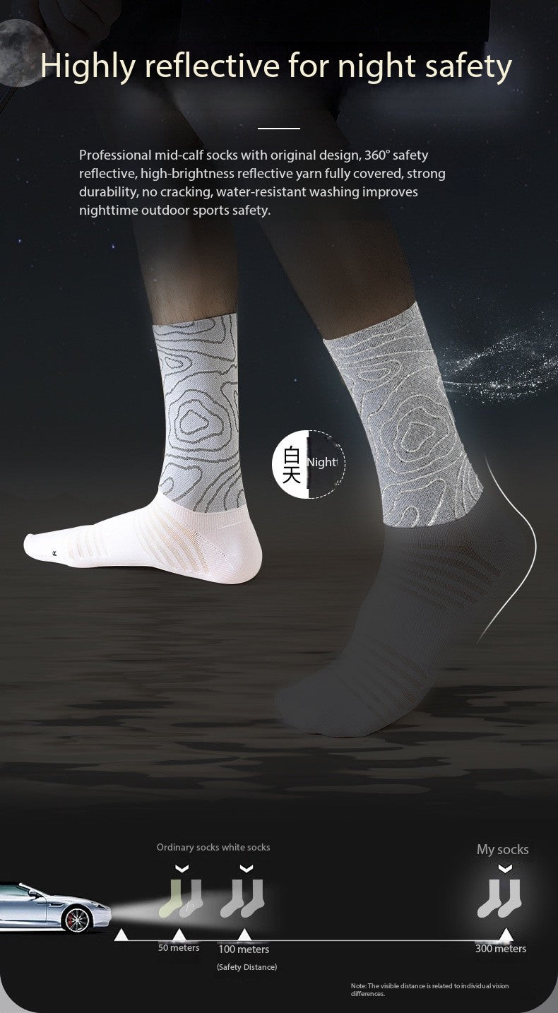 Professional Cycling Socks – Mid-Calf Reflective Sports Socks for Men & Women, Breathable & Quick-Dry