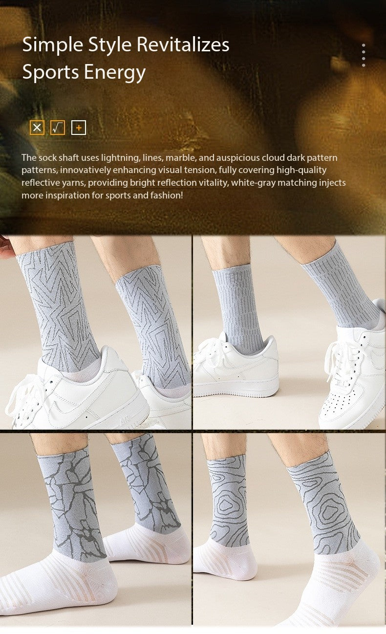 Professional Cycling Socks – Mid-Calf Reflective Sports Socks for Men & Women, Breathable & Quick-Dry