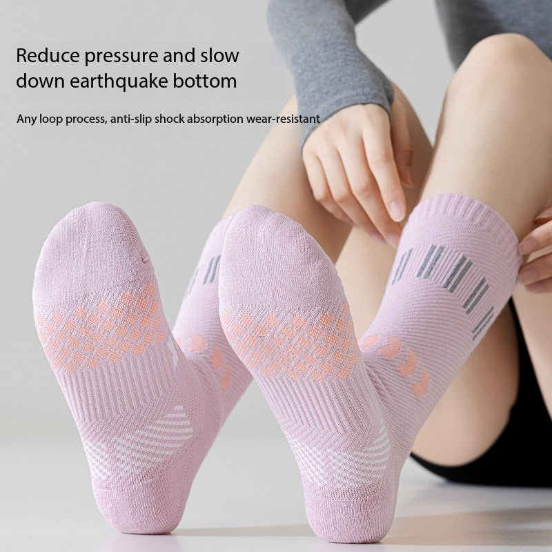 Women’s Summer Cycling Socks – Mid-Calf Reflective Sports Compression Socks with Towel Sole, Breathable & Sweat-Wicking