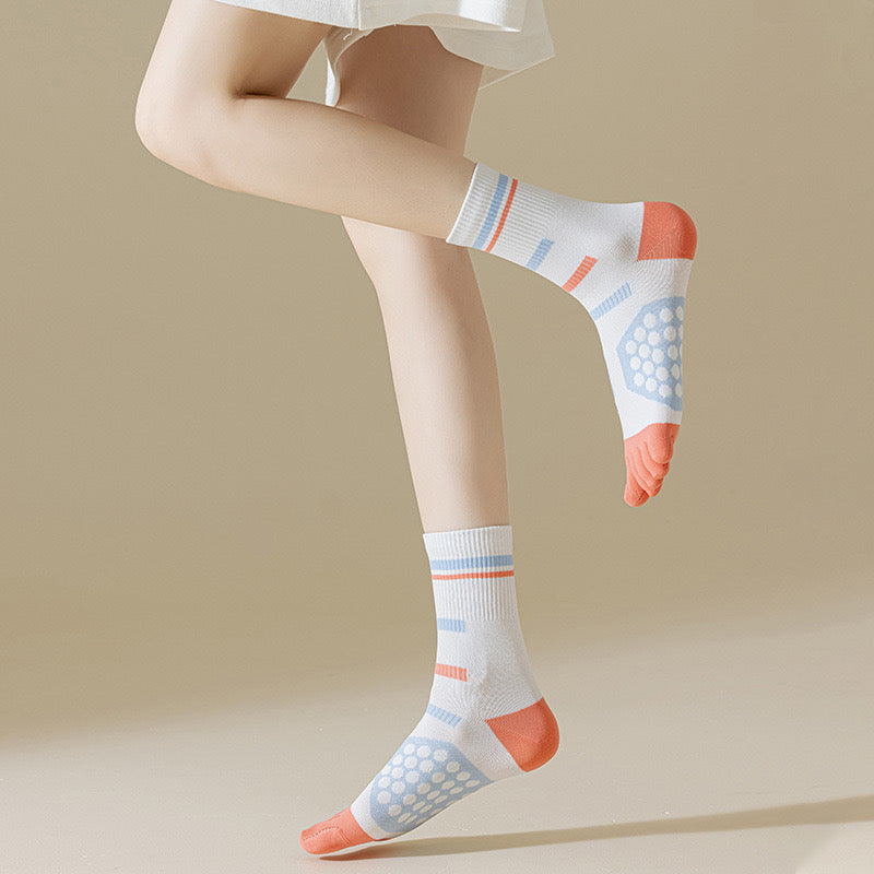 Women’s Yoga Toe Socks – Spring & Summer Mid-Calf Five-Toe Non-Slip Socks for Fitness, Jump Rope & Training