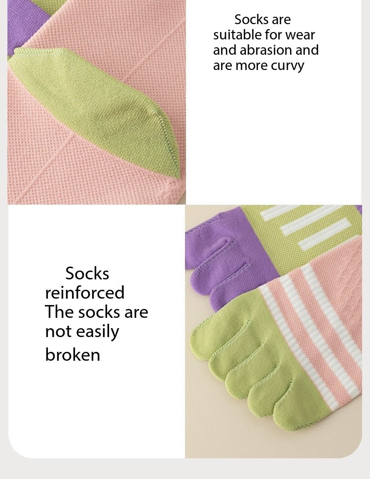 Women’s Yoga Toe Socks – Spring & Summer Mid-Calf Five-Toe Non-Slip Socks for Fitness, Jump Rope & Training