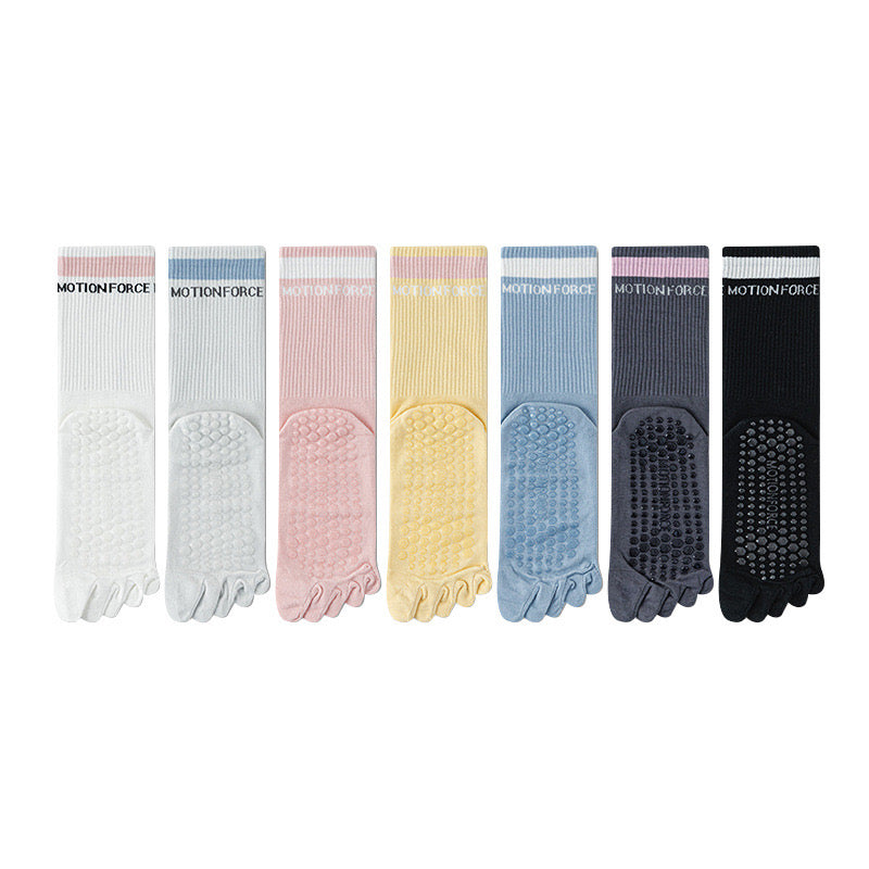 Women’s Five-Toe Yoga Socks – Mid-Calf Non-Slip Grip Socks for Pilates, Indoor Workouts & Running
