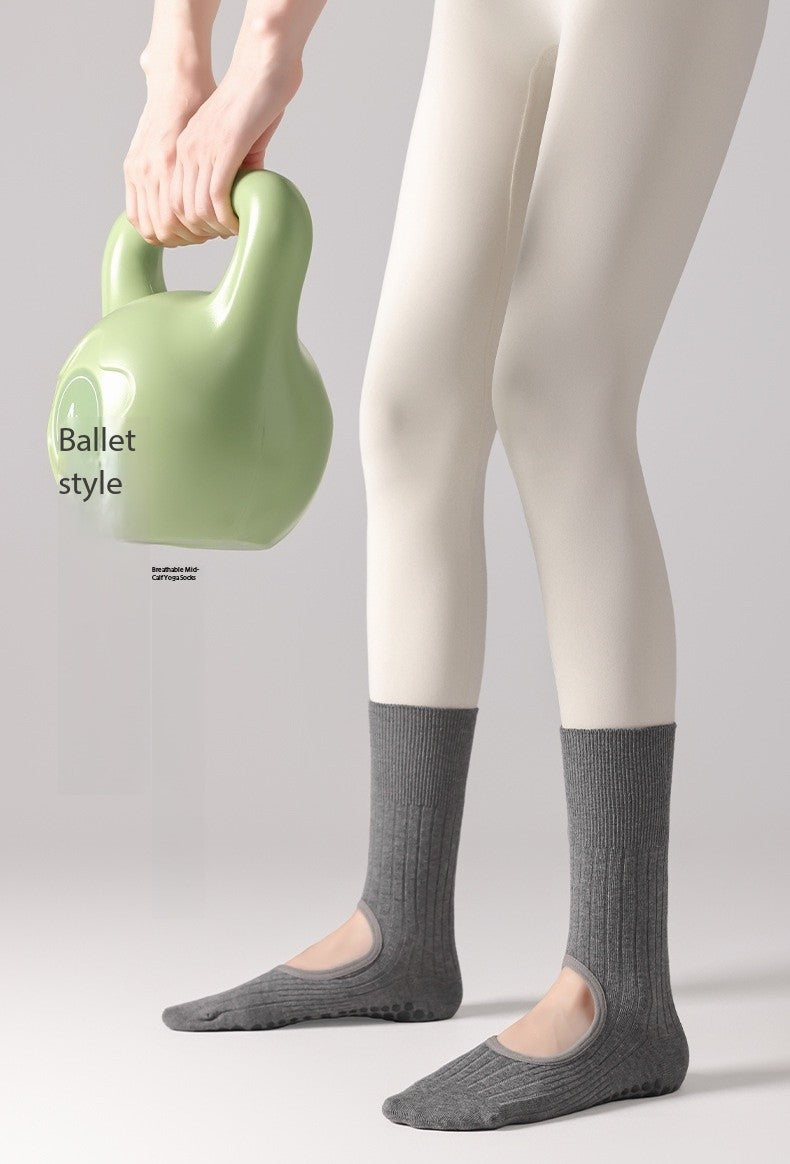 Women’s Open-Top Yoga Socks – Non-Slip Grip Pilates Socks, Breathable & Anti-Odor Workout Socks for Spring & Autumn