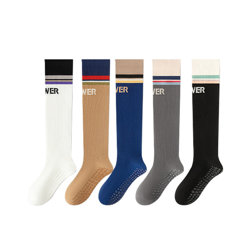 Women’s Calf-Length Compression Yoga Socks – Non-Slip Grip Socks for Pilates, Running, Jump Rope & Training