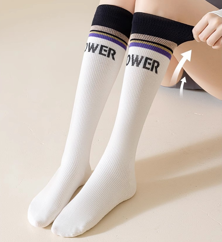 Women’s Calf-Length Compression Yoga Socks – Non-Slip Grip Socks for Pilates, Running, Jump Rope & Training