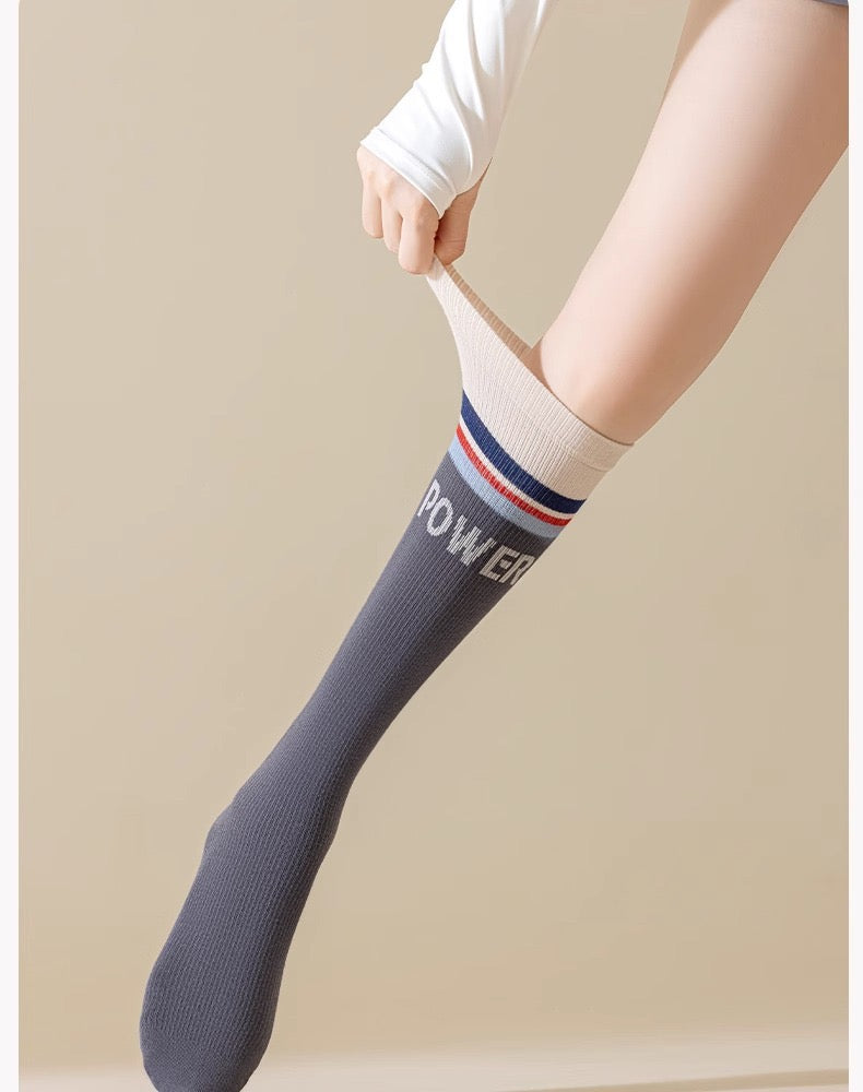 Women’s Calf-Length Compression Yoga Socks – Non-Slip Grip Socks for Pilates, Running, Jump Rope & Training