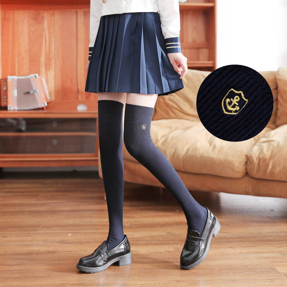 Student’s Over-the-Knee Long Socks – Combed Cotton High Tube Socks for Autumn & Winter