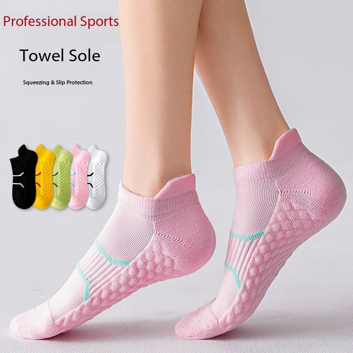 Women’s Low-Cut Sports Socks – Summer Breathable Towel Sole Non-Slip Running & Training Ankle Socks