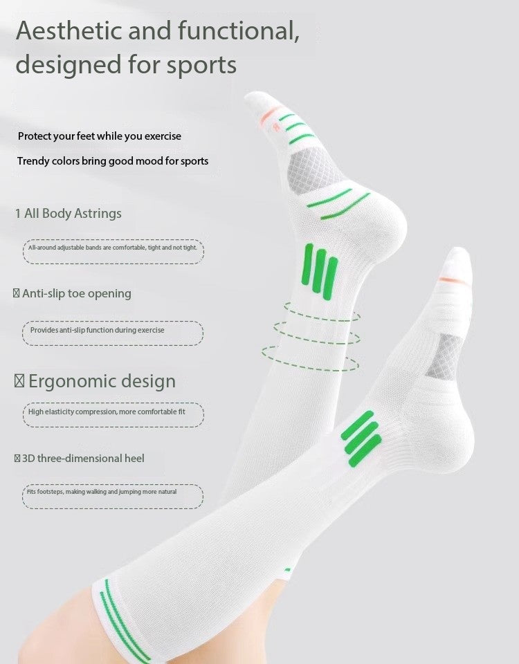 Women’s Compression Calf Socks – Spring & Autumn Sports Long Socks with Towel Sole, Sweat-Wicking & Anti-Odor