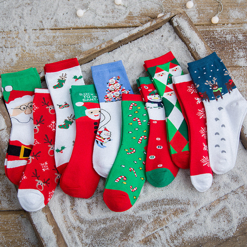 Christmas Socks Gift Box – 5 Pairs Cotton Crew Socks