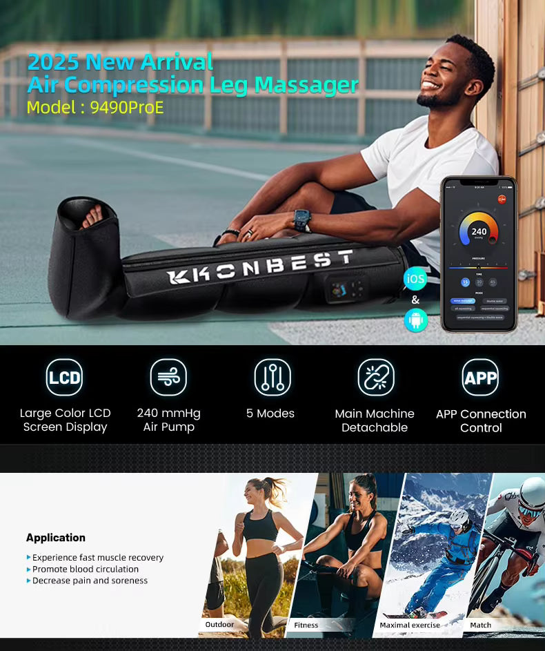 4-Chamber Air Compression Therapy System – Full Leg Massage Boots for Recovery & Circulation