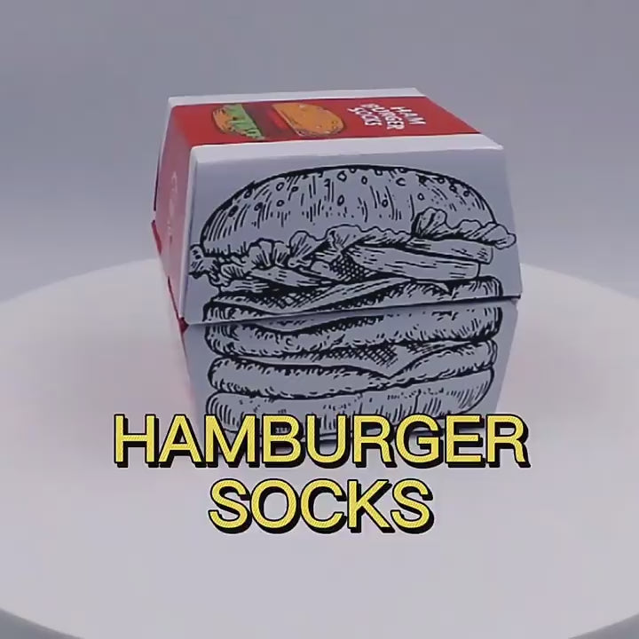 Load video: Burger Socks Gift Box – Funny  Cotton Socks forChristmas & Birthday Gifts