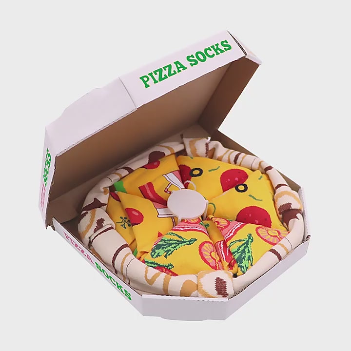 Load video: Pizza Socks Gift Box – Funny Socks