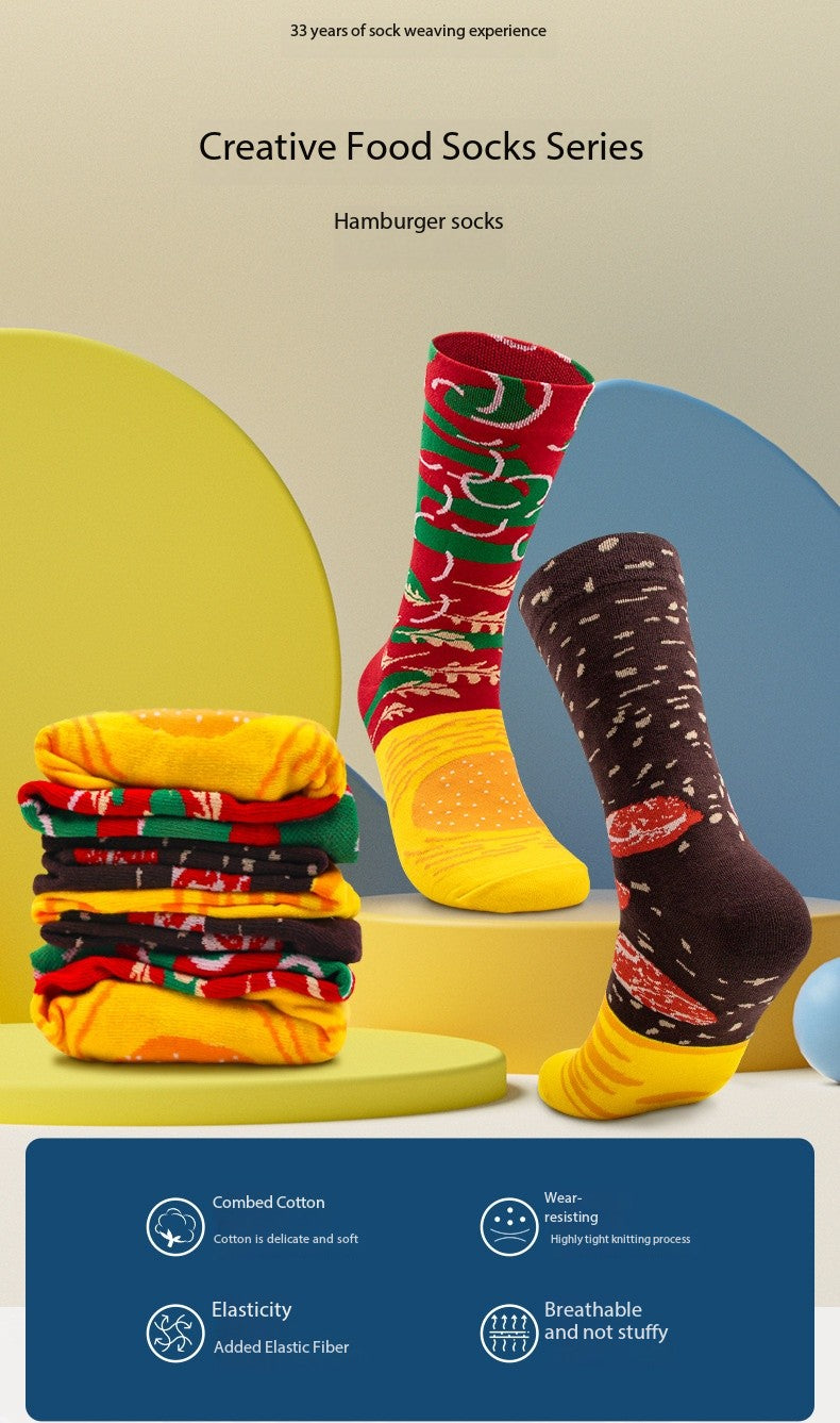 Burger Socks Gift Box – Funny  Cotton Socks forChristmas & Birthday Gifts