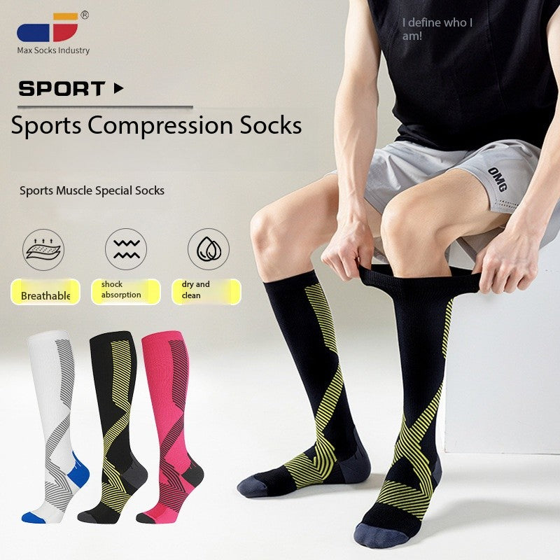 Professional Compression Sports Socks – Long Running & Marathon Socks for Men & Women | Calf Support Fitness Training Socks