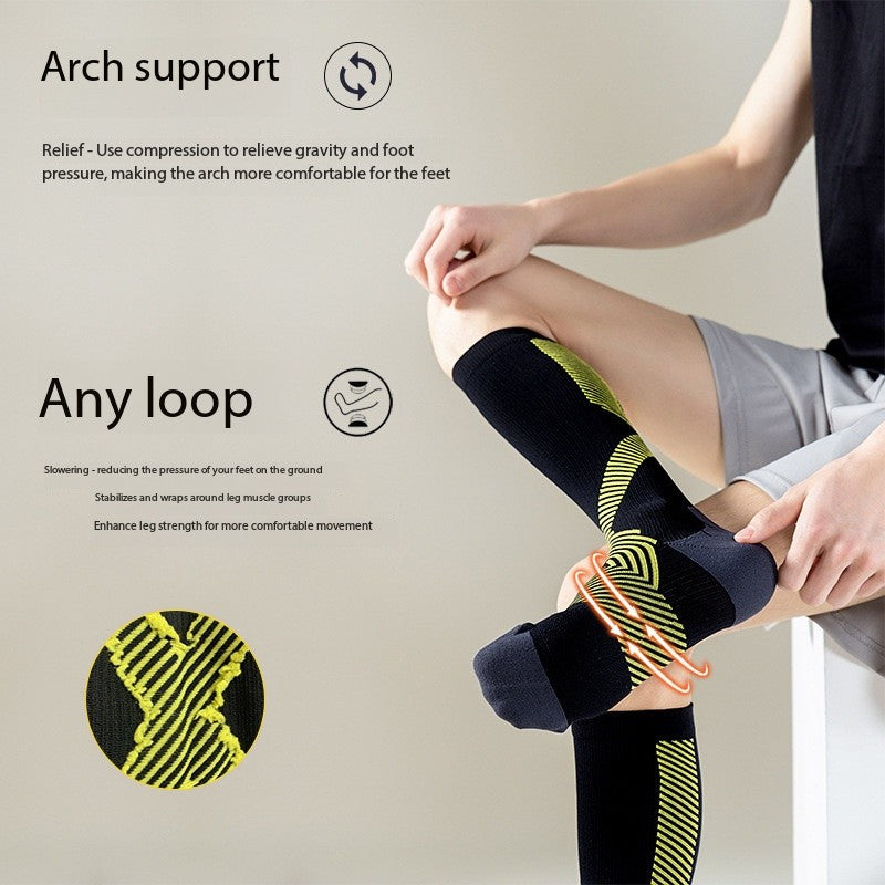 Professional Compression Sports Socks – Long Running & Marathon Socks for Men & Women | Calf Support Fitness Training Socks