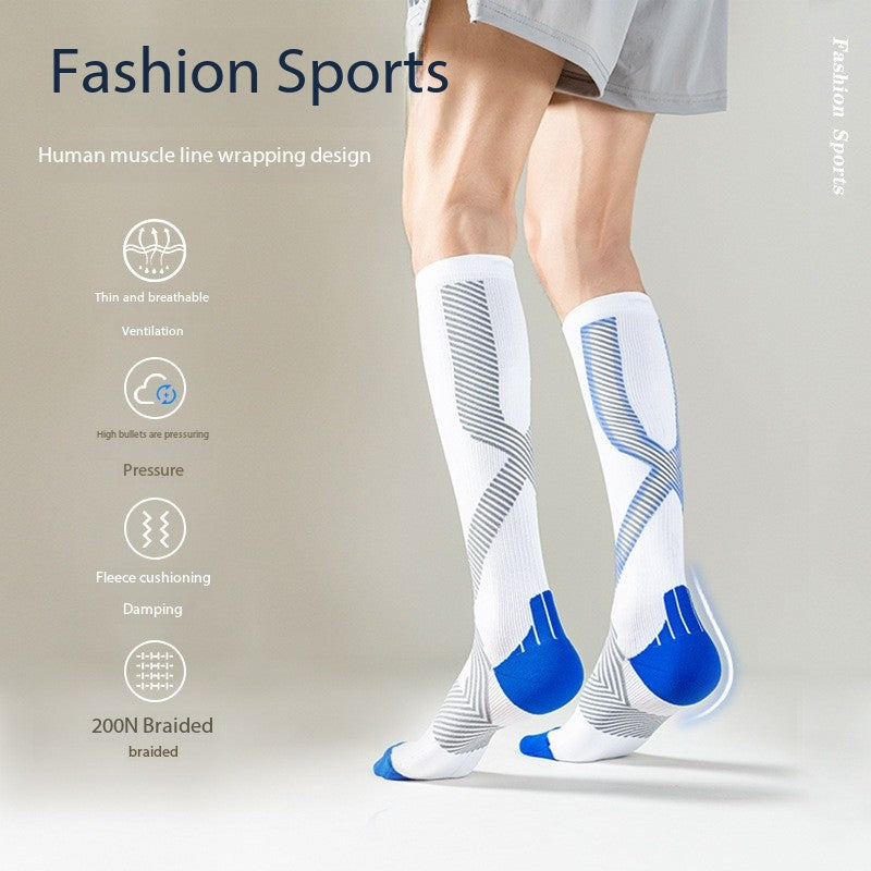 Professional Compression Sports Socks – Long Running & Marathon Socks for Men & Women | Calf Support Fitness Training Socks