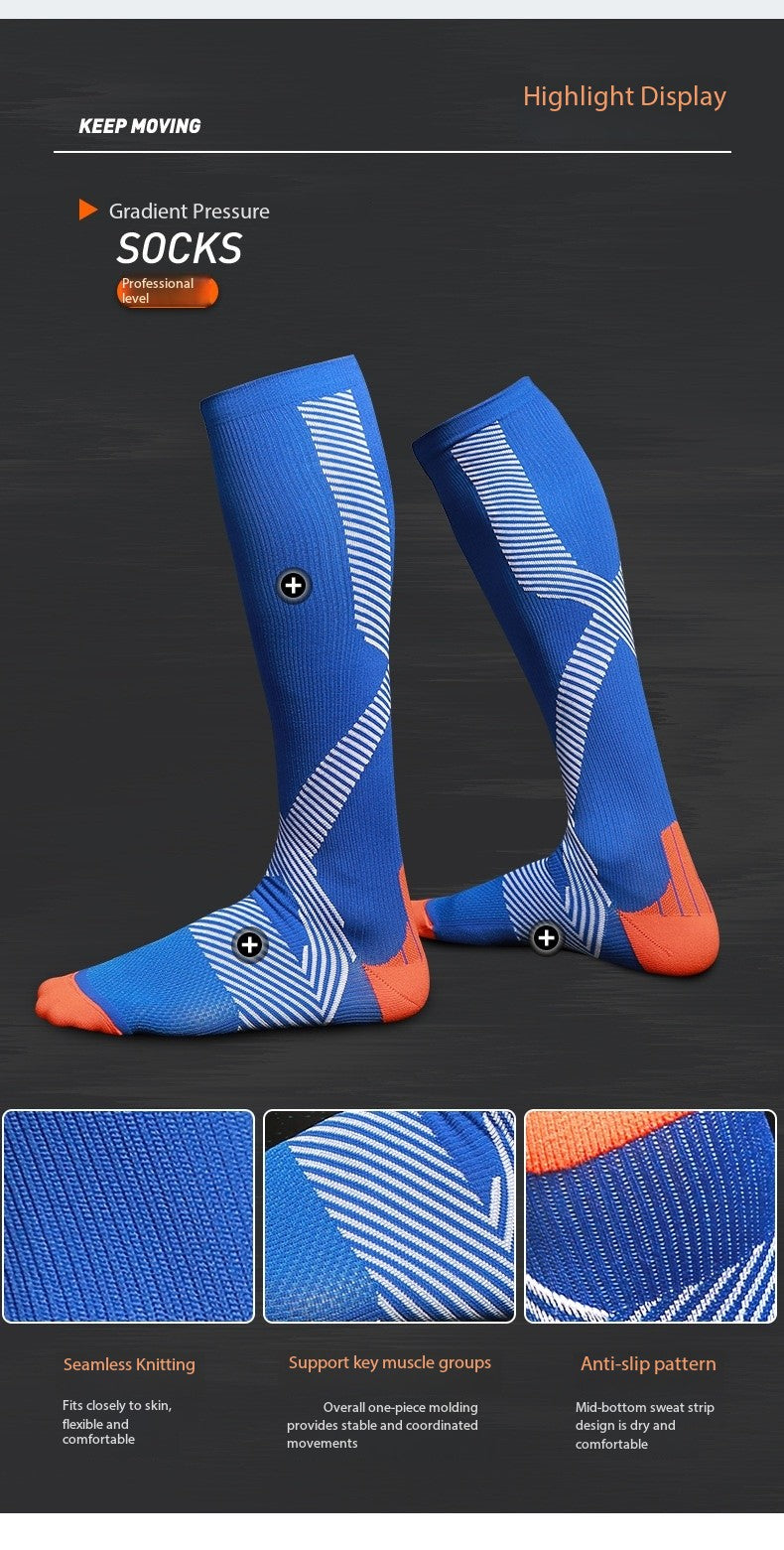 Professional Compression Sports Socks – Long Running & Marathon Socks for Men & Women | Calf Support Fitness Training Socks