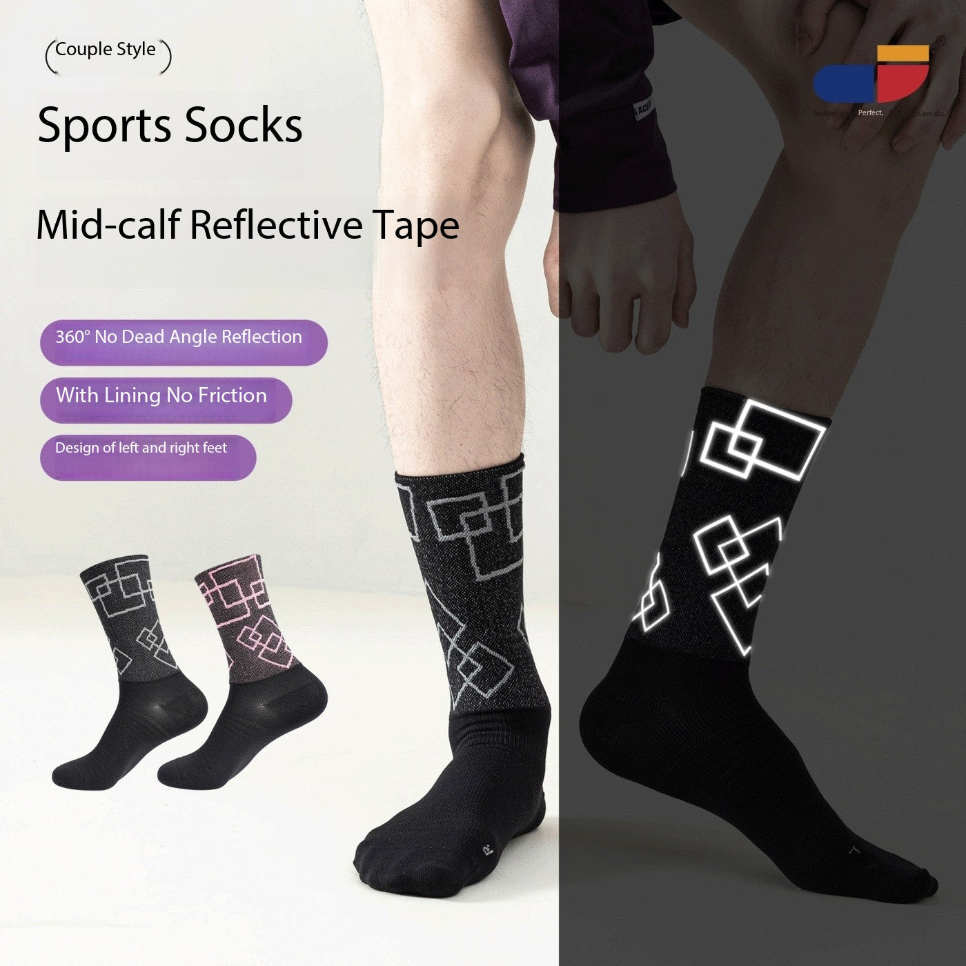 Professional Cycling Socks – Mid-Calf Reflective Sports Socks for Men & Women, Breathable & Quick-Dry
