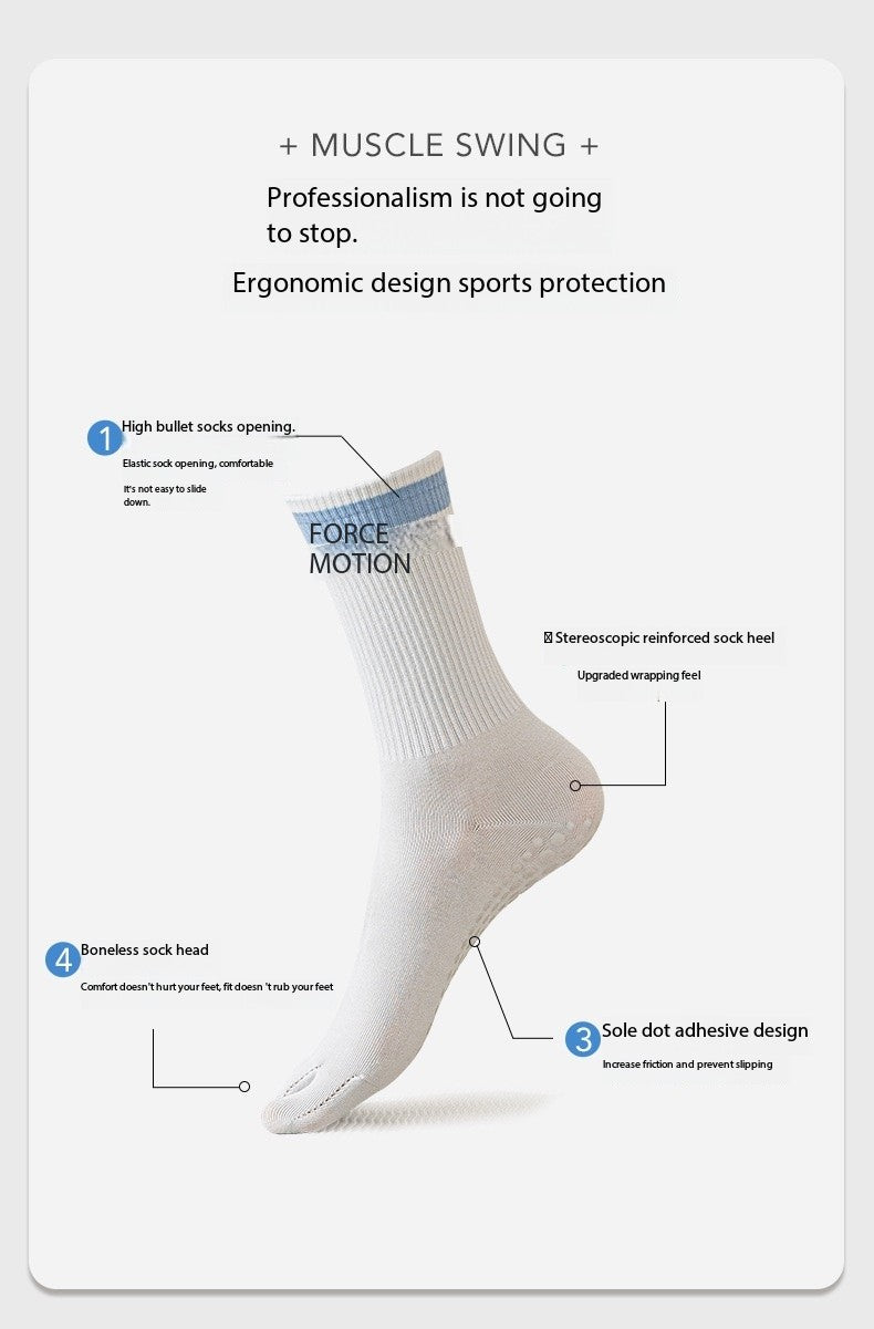 Women’s Five-Toe Yoga Socks – Mid-Calf Non-Slip Grip Socks for Pilates, Indoor Workouts & Running