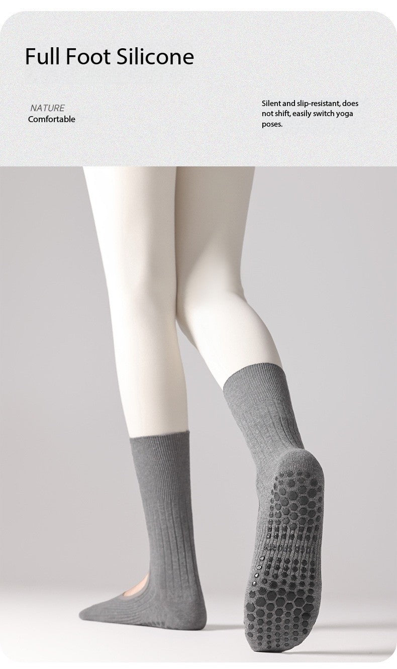 Women’s Open-Top Yoga Socks – Non-Slip Grip Pilates Socks, Breathable & Anti-Odor Workout Socks for Spring & Autumn