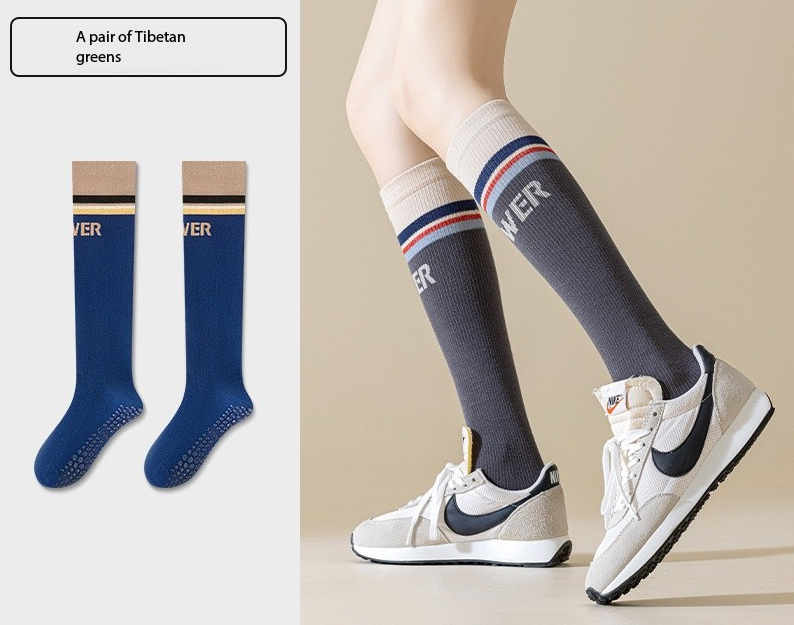 Women’s Calf-Length Compression Yoga Socks – Non-Slip Grip Socks for Pilates, Running, Jump Rope & Training