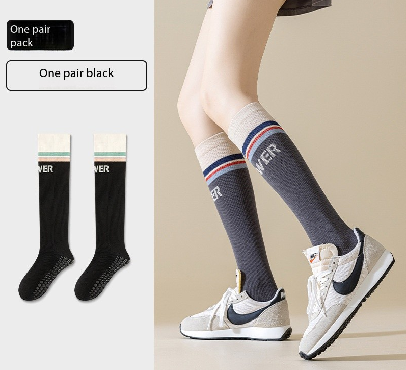 Women’s Calf-Length Compression Yoga Socks – Non-Slip Grip Socks for Pilates, Running, Jump Rope & Training