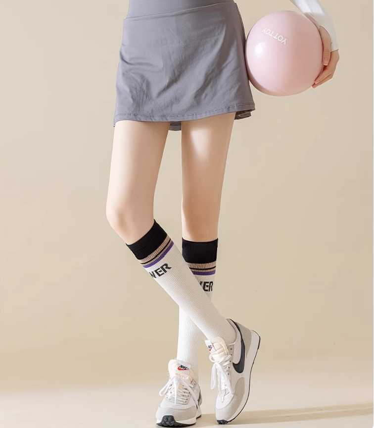 Women’s Calf-Length Compression Yoga Socks – Non-Slip Grip Socks for Pilates, Running, Jump Rope & Training