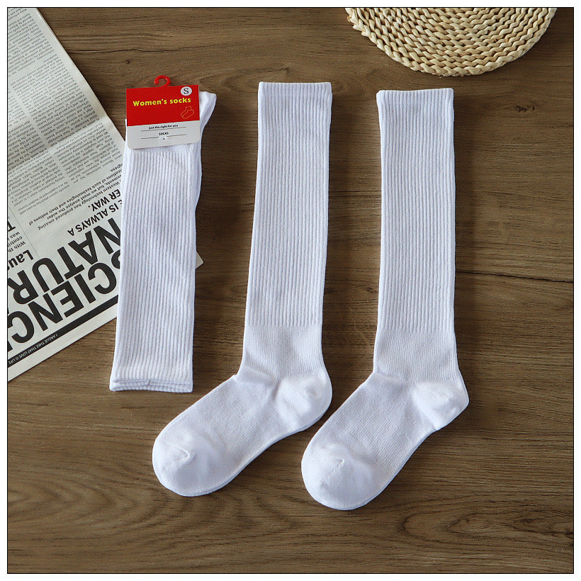 Student’s Long White Knee-High Socks – Lightweight  & Sports Style