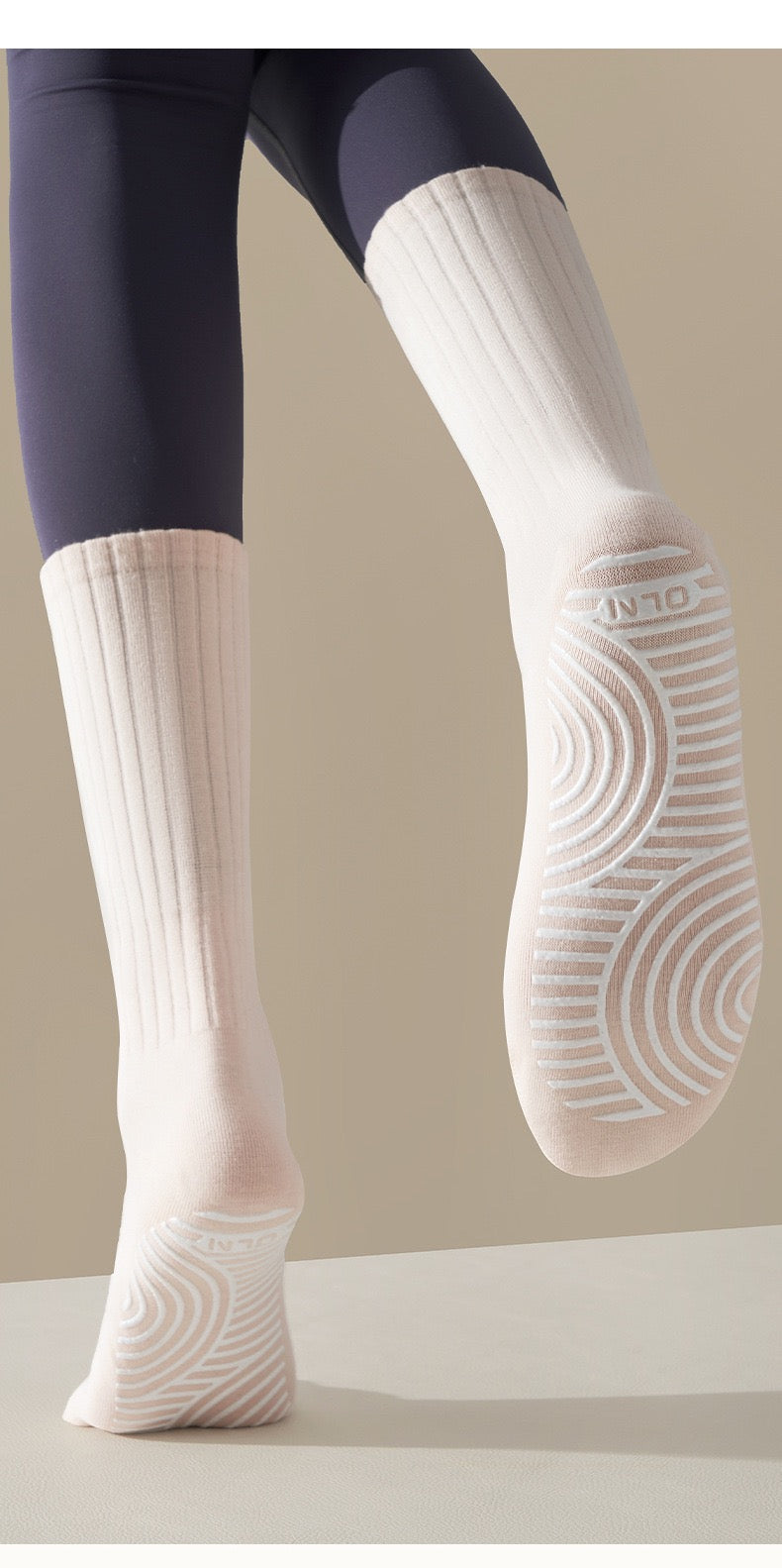 Women’s Yoga Long Socks – Seamless Non-Slip Mid-Calf Grip Socks for Pilates & Fitness, Fresh Colors for Spring & Summer