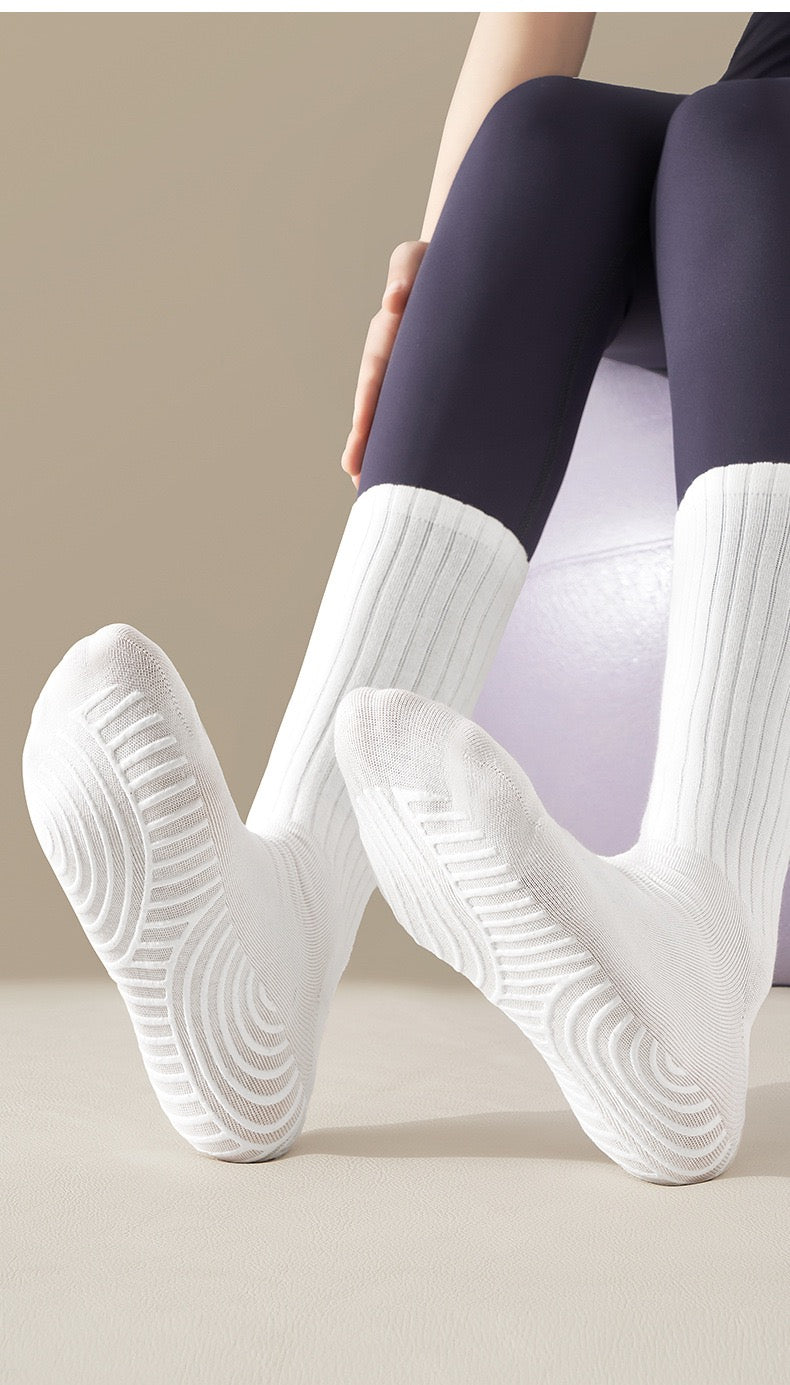 Women’s Yoga Long Socks – Seamless Non-Slip Mid-Calf Grip Socks for Pilates & Fitness, Fresh Colors for Spring & Summer