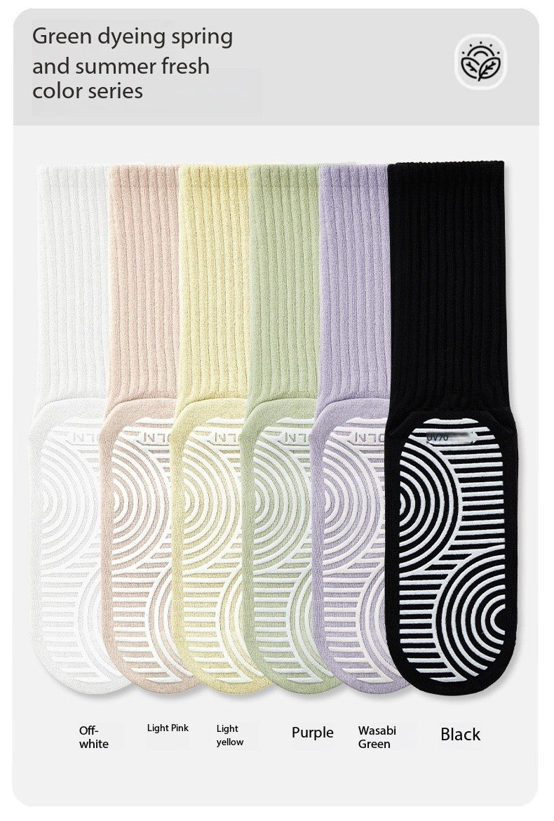 Women’s Yoga Long Socks – Seamless Non-Slip Mid-Calf Grip Socks for Pilates & Fitness, Fresh Colors for Spring & Summer