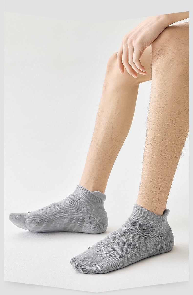 Men’s Running Socks – (Plus Size Available)Summer Short Ankle Sports Socks with Terry Cushion, Sweat-Wicking & Odor Control