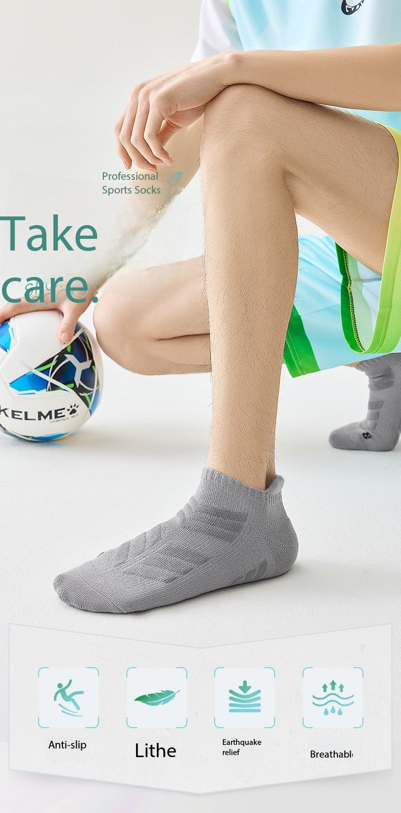 Men’s Running Socks – (Plus Size Available)Summer Short Ankle Sports Socks with Terry Cushion, Sweat-Wicking & Odor Control