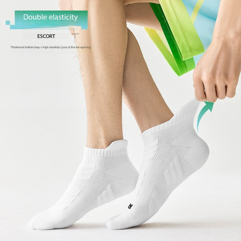 Men’s Running Socks – (Plus Size Available)Summer Short Ankle Sports Socks with Terry Cushion, Sweat-Wicking & Odor Control