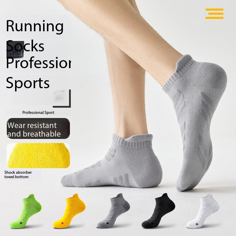 Men’s Running Socks – (Plus Size Available)Summer Short Ankle Sports Socks with Terry Cushion, Sweat-Wicking & Odor Control