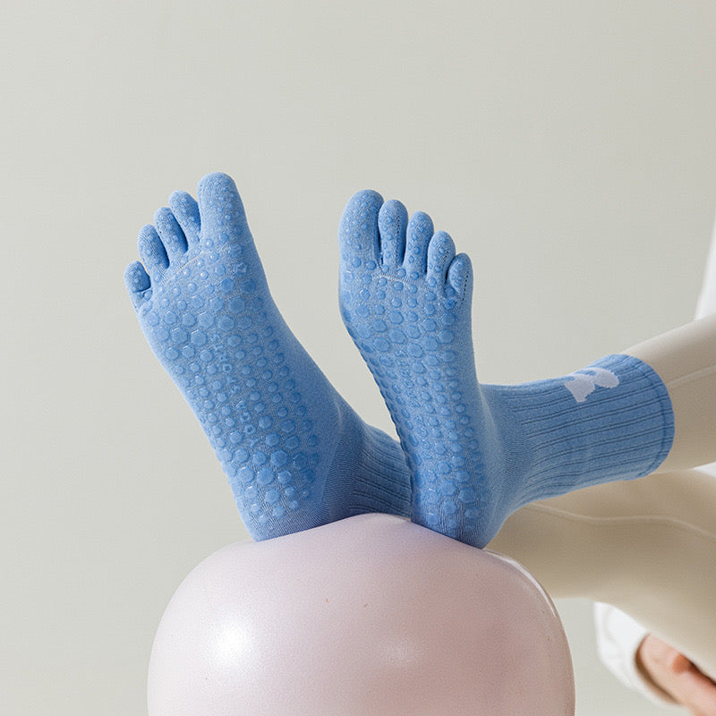 Women’s Yoga Toe Socks – Five-Finger Anti-Slip Mid-Calf Socks for Pilates