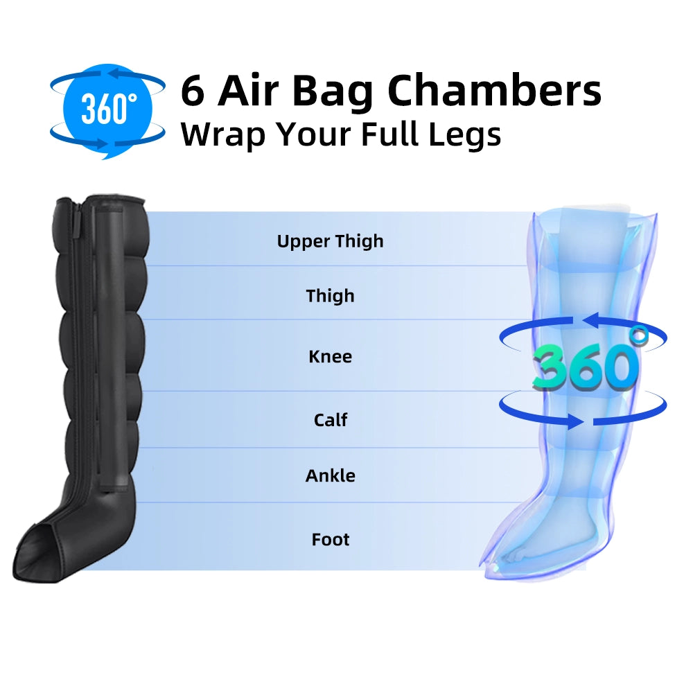 Wave Compression Massage Boots – Leg & Foot Recovery with 6 Airbags & Adjustable Modes