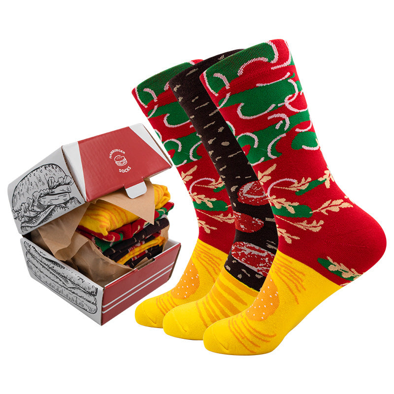 Burger Socks Gift Box – Funny  Cotton Socks forChristmas & Birthday Gifts